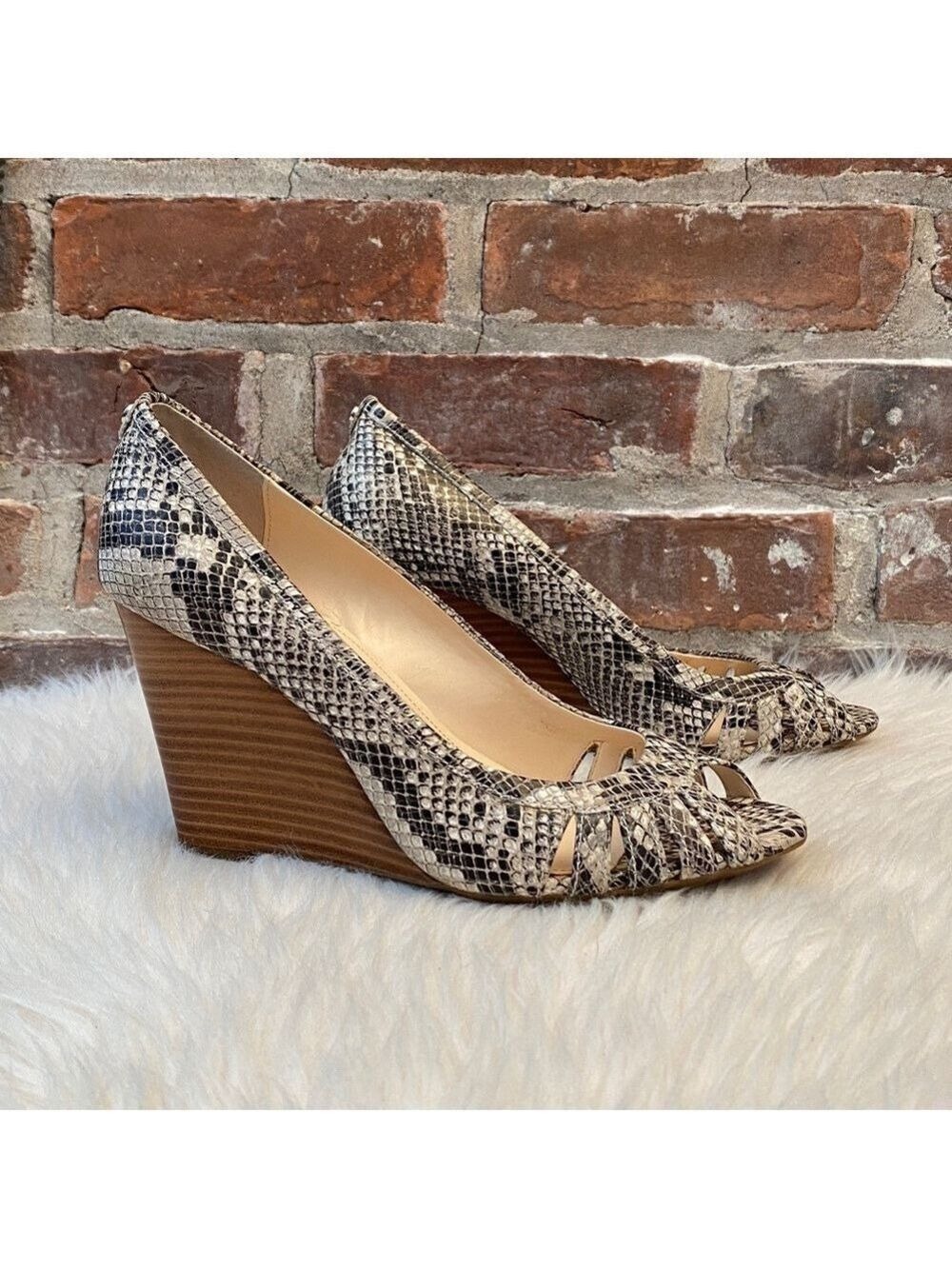 Calvin Klein Snake Peep Toe Pumps, Size 9